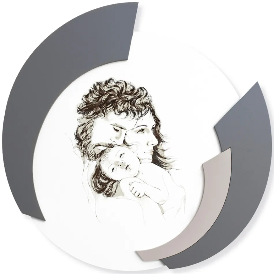 Quadro redondo feito em laser da família Made in Italy - Margherita Viadurini