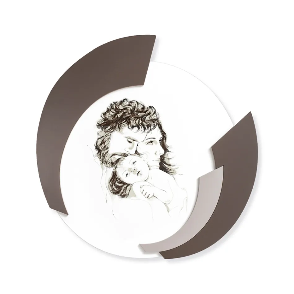 Quadro redondo feito em laser da família Made in Italy - Margherita Viadurini