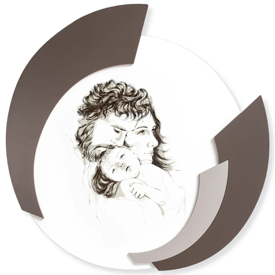 Quadro redondo feito em laser da família Made in Italy - Margherita Viadurini