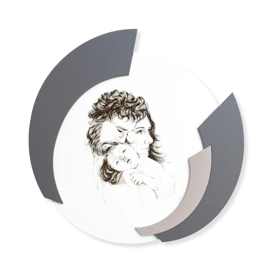 Quadro redondo feito em laser da família Made in Italy - Margherita Viadurini