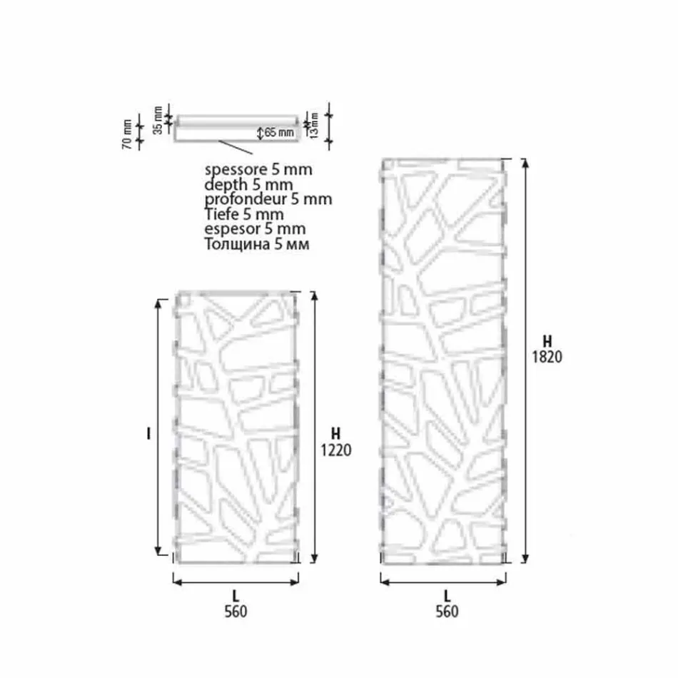 Radiador hidráulico de projeto vertical até 903 W - Flora Viadurini