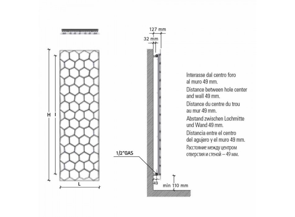 Radiador de Design Moderno em Aço Design Vertical 834 Watt - Honey Viadurini