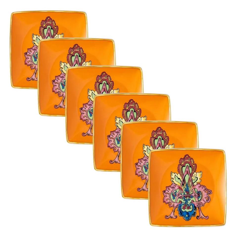 Rosenthal Versace Alphabet 6 Tigelas de Porcelana Quadradas e Planas - Alphabet Viadurini