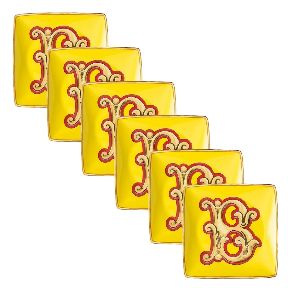 Rosenthal Versace Alphabet 6 Tigelas de Porcelana Quadradas e Planas - Alphabet Viadurini