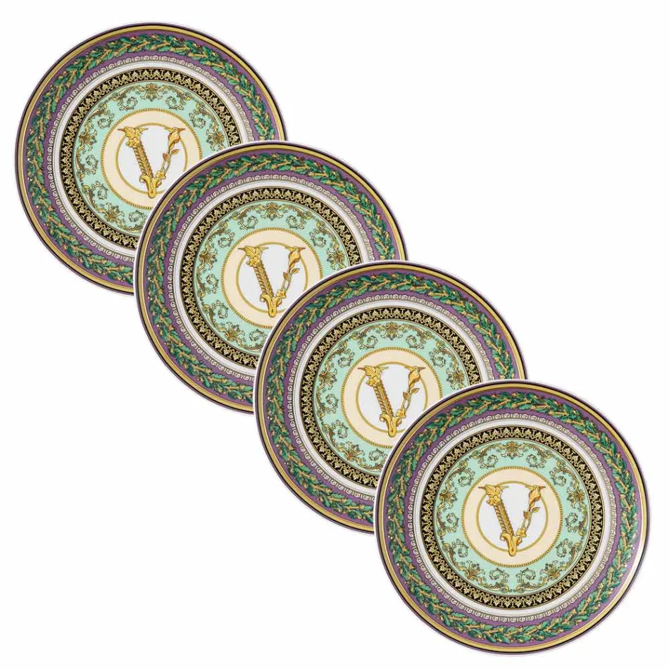 Rosenthal Versace Barocco Mosaic 4 Pratos de Jantar Diâmetro 17 cm - Mosaic Viadurini