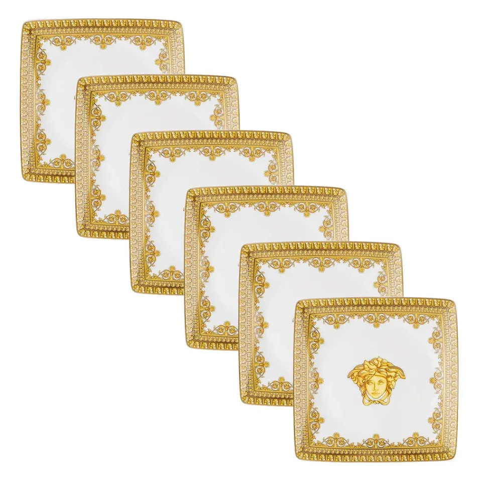 Rosenthal Versace I Love Baroque 6 Tigelas de Porcelana Quadradas e Planas - Barroco Viadurini