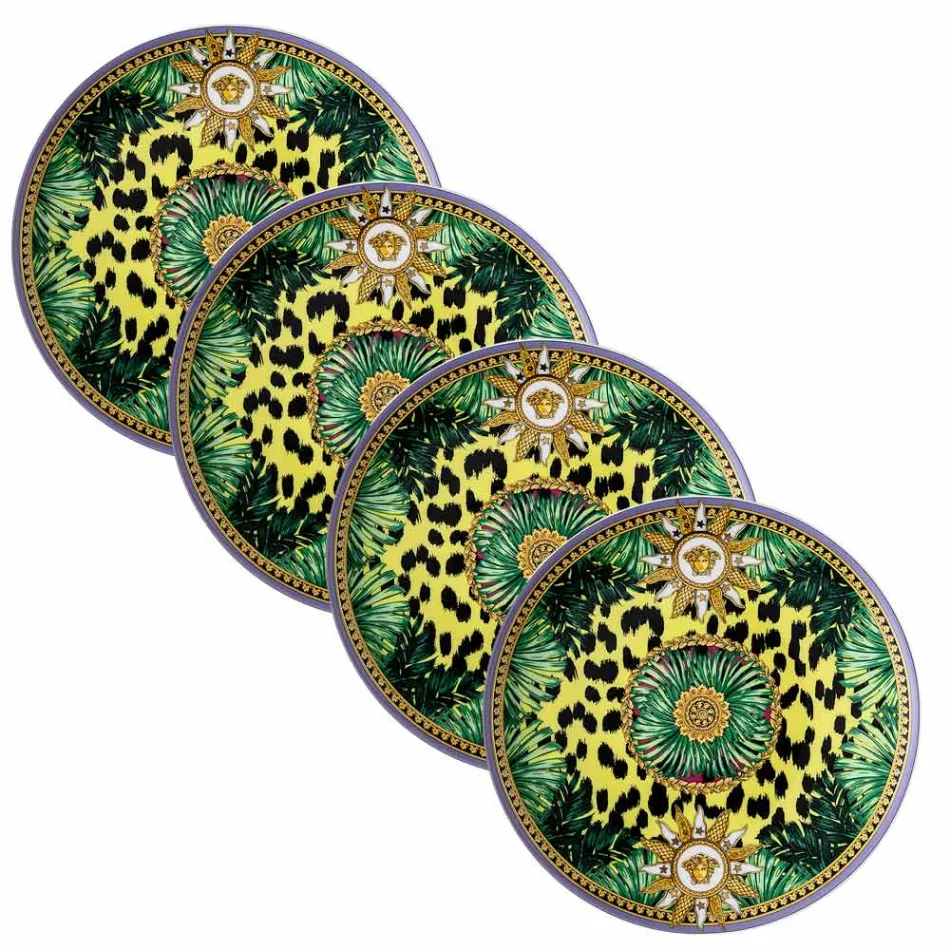Rosenthal Versace Jungle Animalier 4 Pratos de Jantar Diâmetro 17 cm - Animalier Viadurini