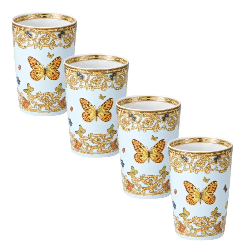 Rosenthal Versace Le Jardin 4 Copos sem alça com elementos naturais - Medusa Viadurini