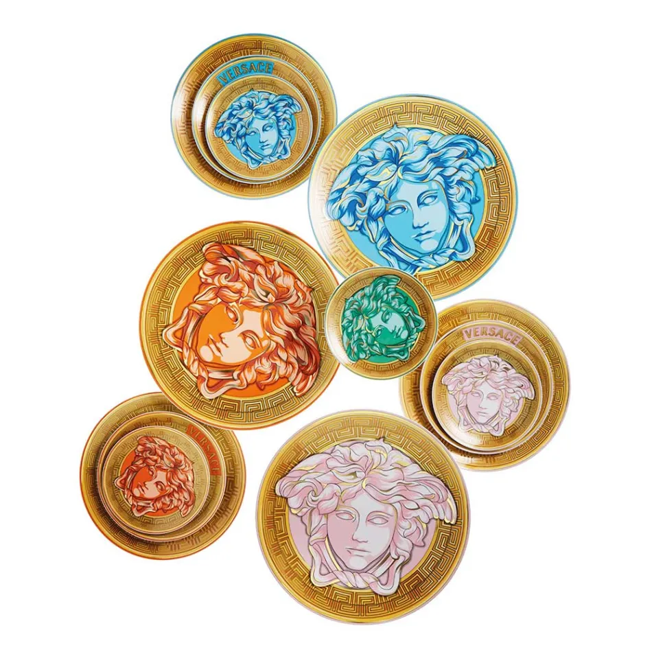 Rosenthal Versace Medusa Amplified 4 Pratos de Jantar Diâmetro 17 cm - Medusaamplifield Viadurini