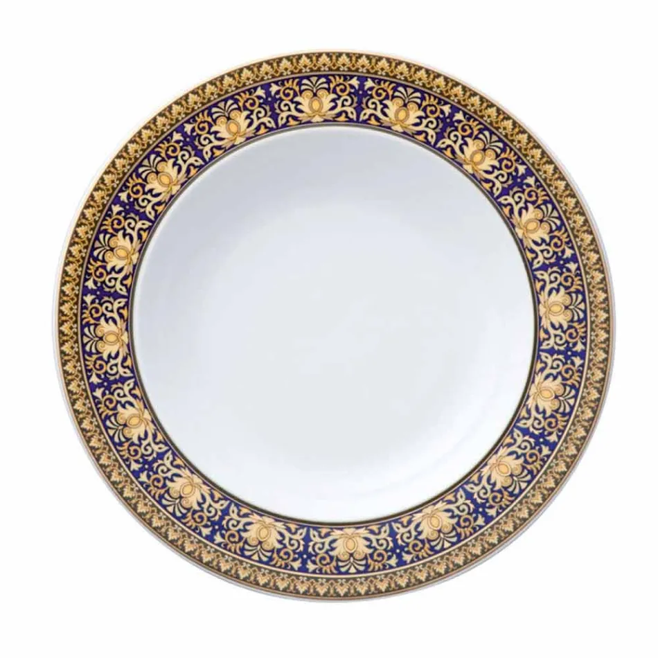 Rosenthal Versace Medusa Blue Plate com base de design moderno em porcelana Viadurini