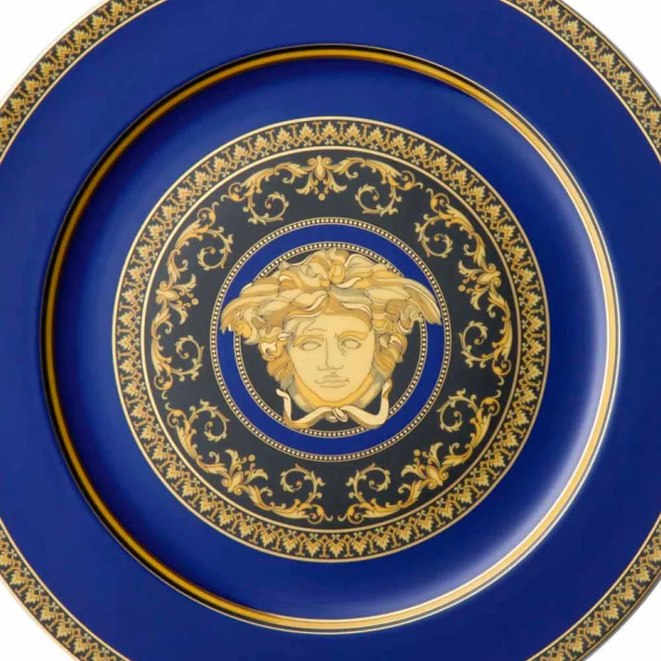 Rosenthal Versace Medusa Blue Placa placeholder de porcelain design Viadurini