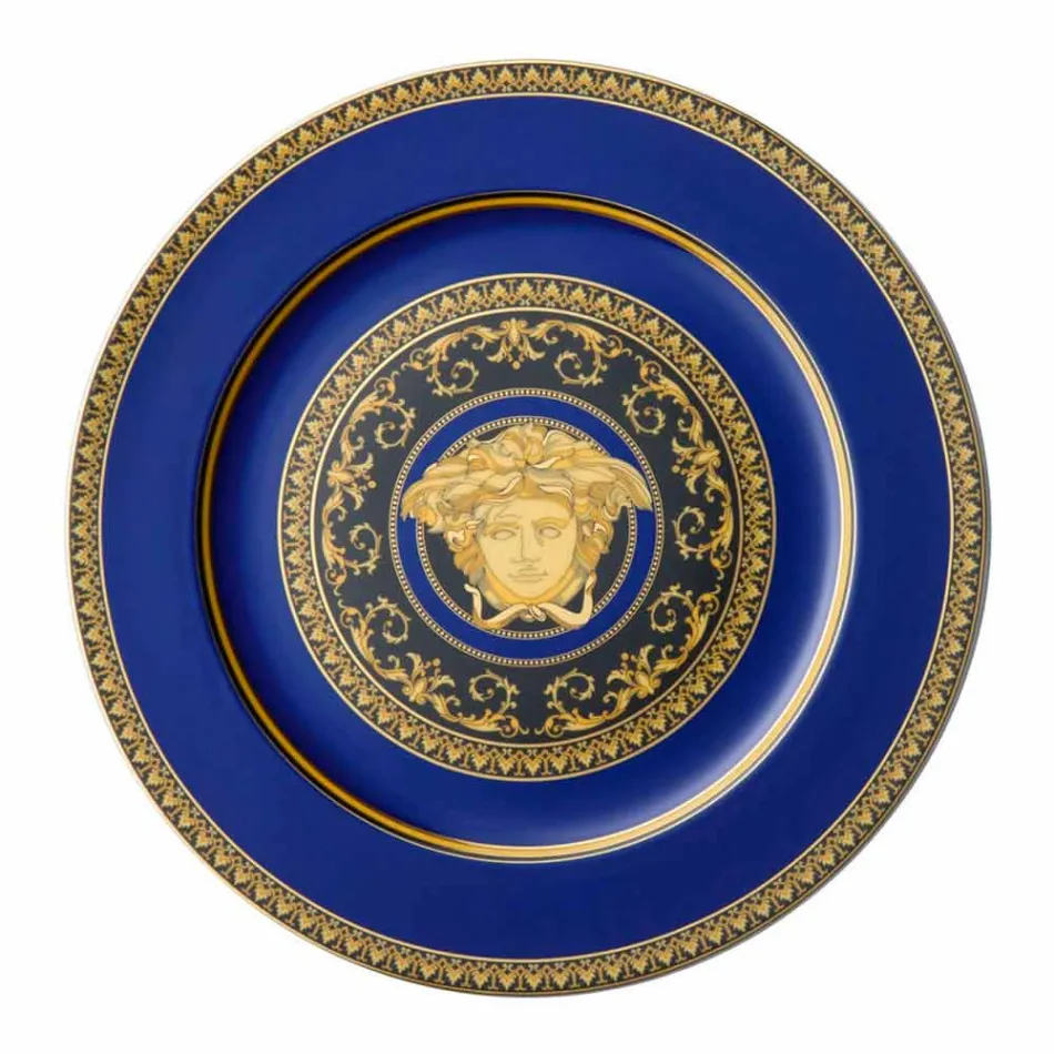 Rosenthal Versace Medusa Blue Placa placeholder de porcelain design Viadurini