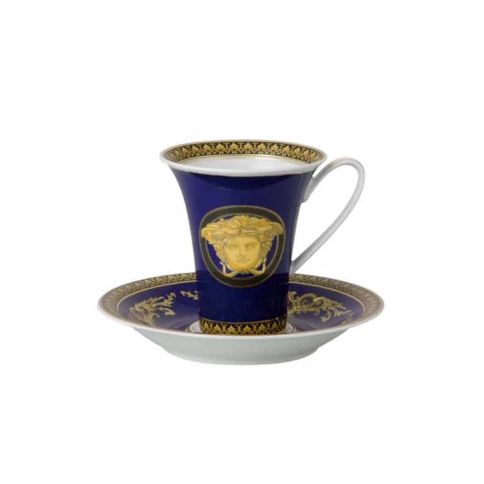 Rosenthal Versace Medusa Azul Alta xícara de café de porcelana design Viadurini