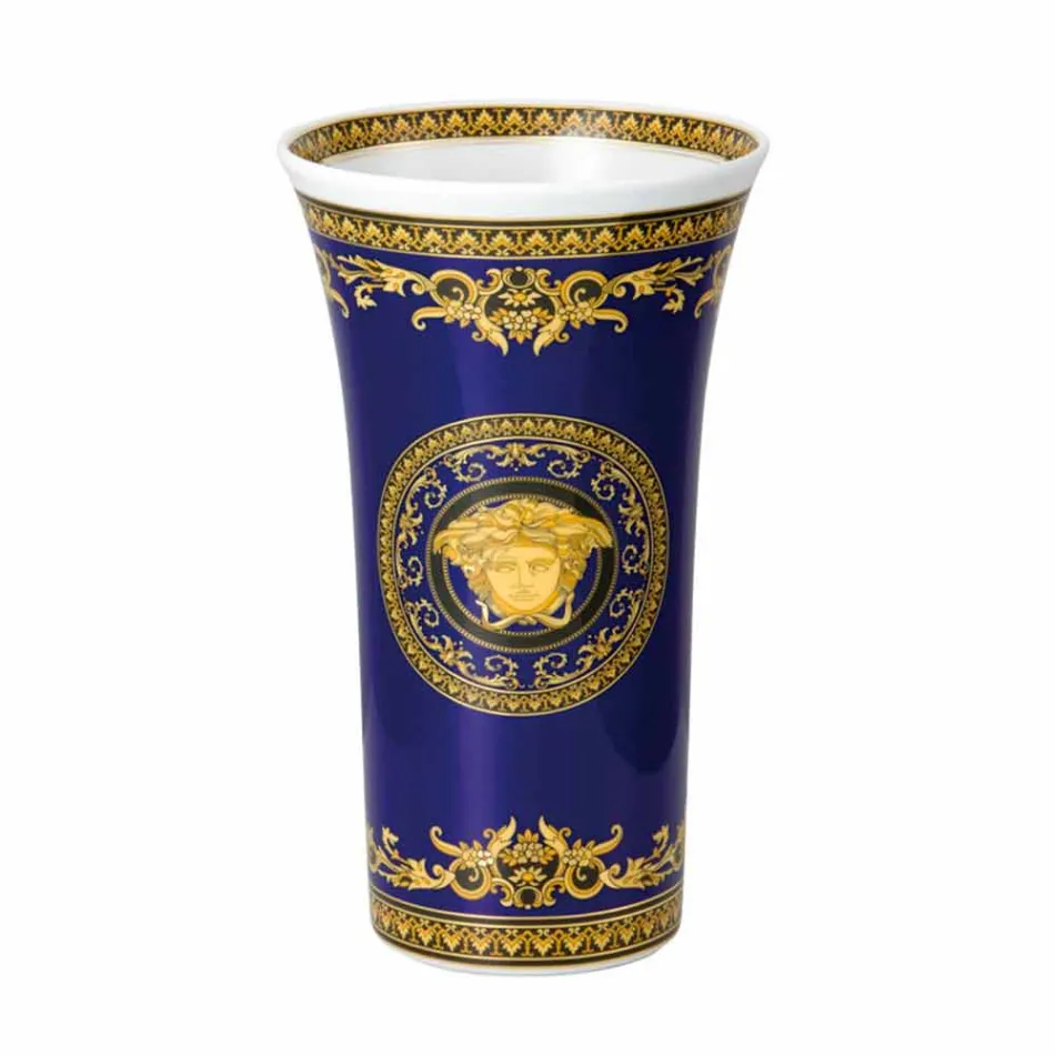 Rosenthal Versace Medusa Blue Vaso de porcelana de design moderno 26cm Viadurini