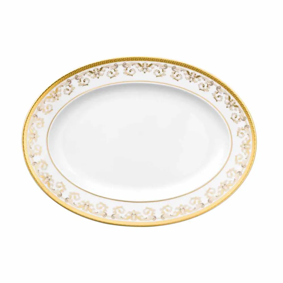 Rosenthal Versace Medusa Gala Ouro placa Oval design 34 cm porcelana Viadurini