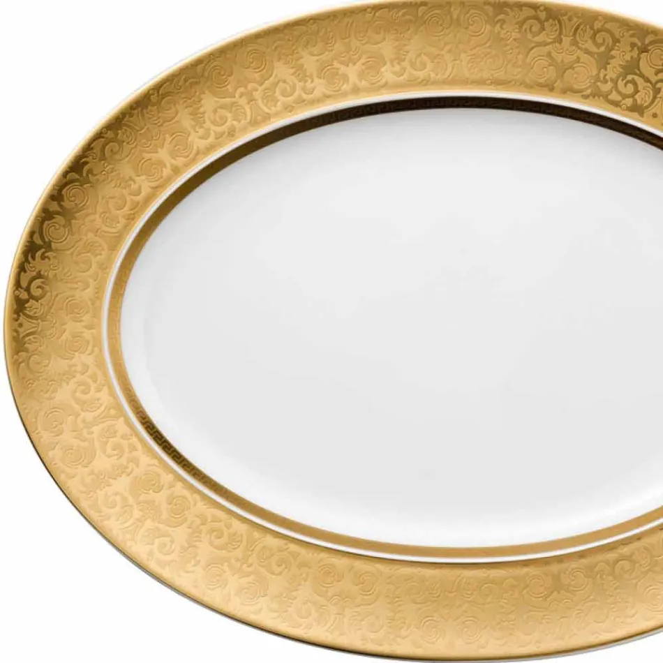 Rosenthal Versace Medusa Gala Ouro placa Oval design 40 cm porcelana Viadurini