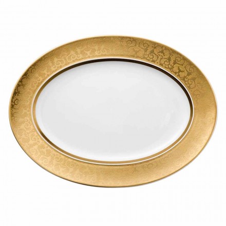 Rosenthal Versace Medusa Gala Ouro placa Oval design 40 cm porcelana Viadurini
