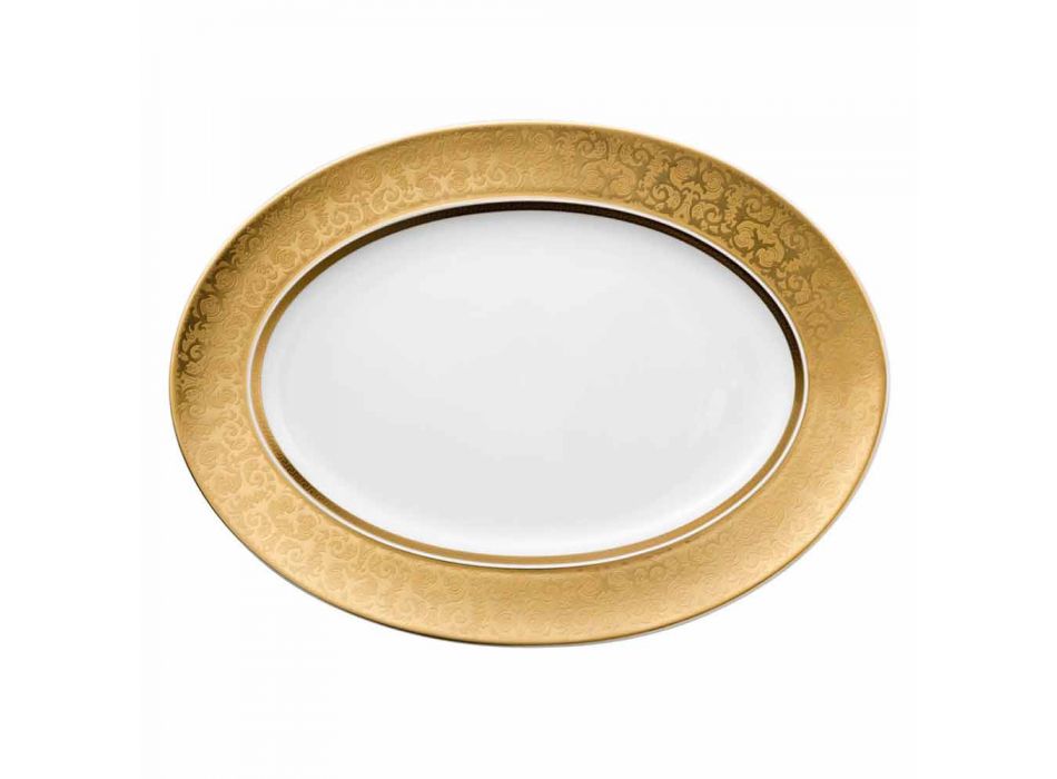 Rosenthal Versace Medusa Gala Ouro placa Oval design 40 cm porcelana Viadurini