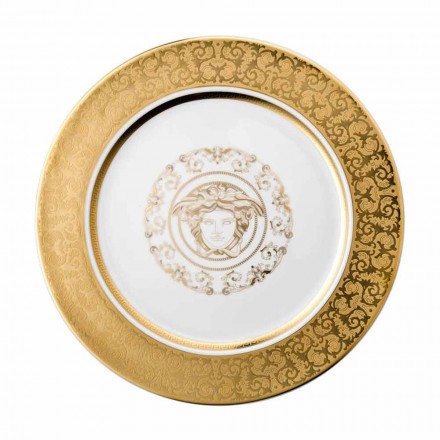 Rosenthal versace medusa gala placa de ouro titular 30 cm de porcelana Viadurini