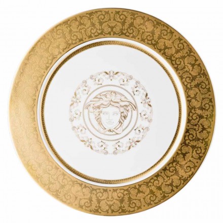 Rosenthal Versace Medusa Gala Ouro Titular Plate 33cm Porcelana Viadurini