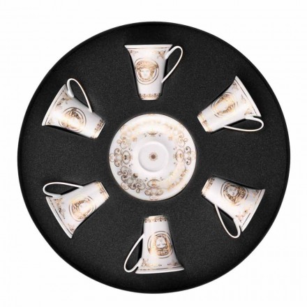 Rosenthal Versace Medusa Gala Gold conjunto xícaras de café 6pc porcelana Viadurini