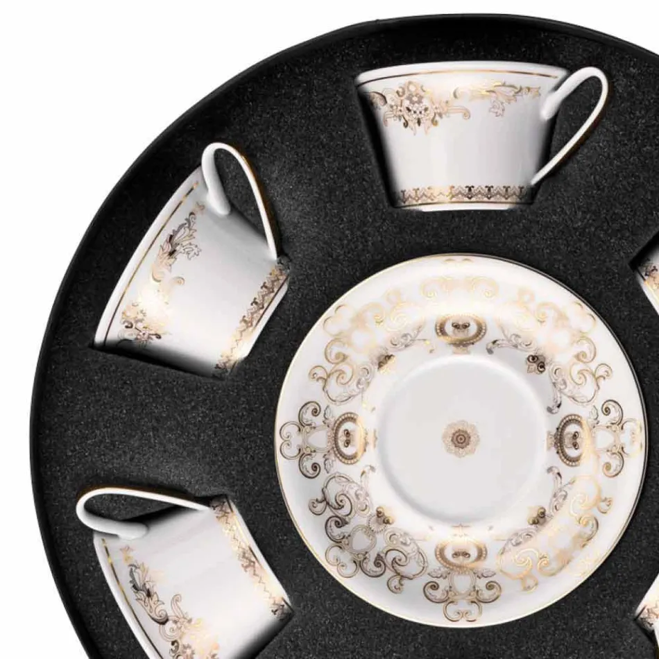 Rosenthal Versace Medusa Gala Gold conjunto xícaras de chá 6 p Viadurini