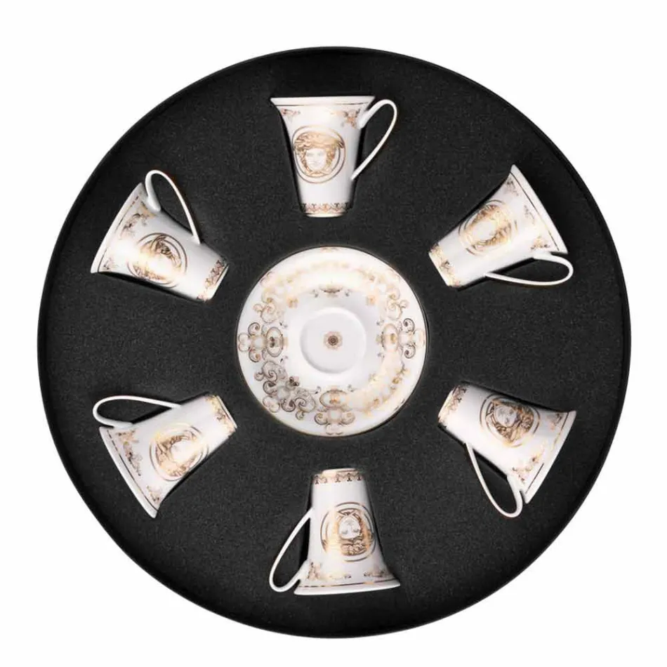 Rosenthal Versace Medusa Gala conjunto xícaras de café expresso 6 peças em porcelana Viadurini