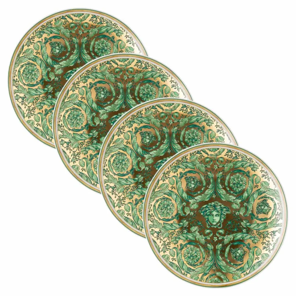 Rosenthal Versace Medusa Garland 4 Pratos de Jantar Diâmetro 17 cm - Natal Viadurini