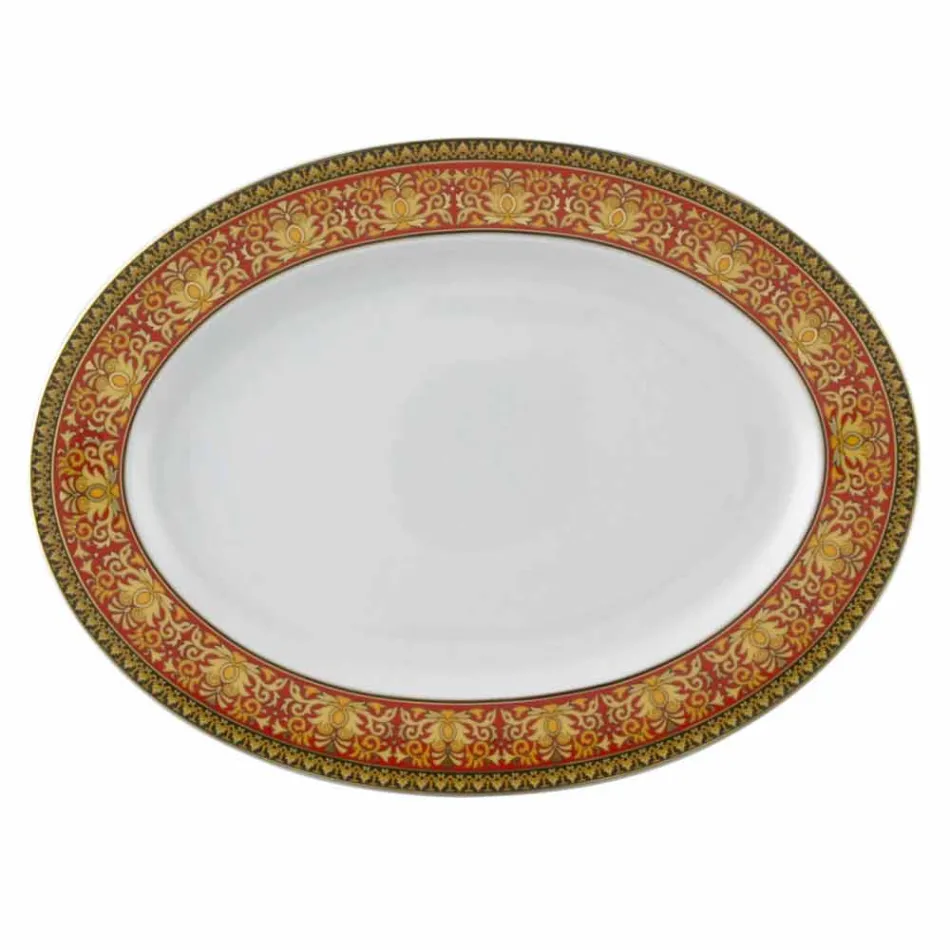 Rosenthal Versace Red Medusa 40cm prato oval de porcelana design Viadurini