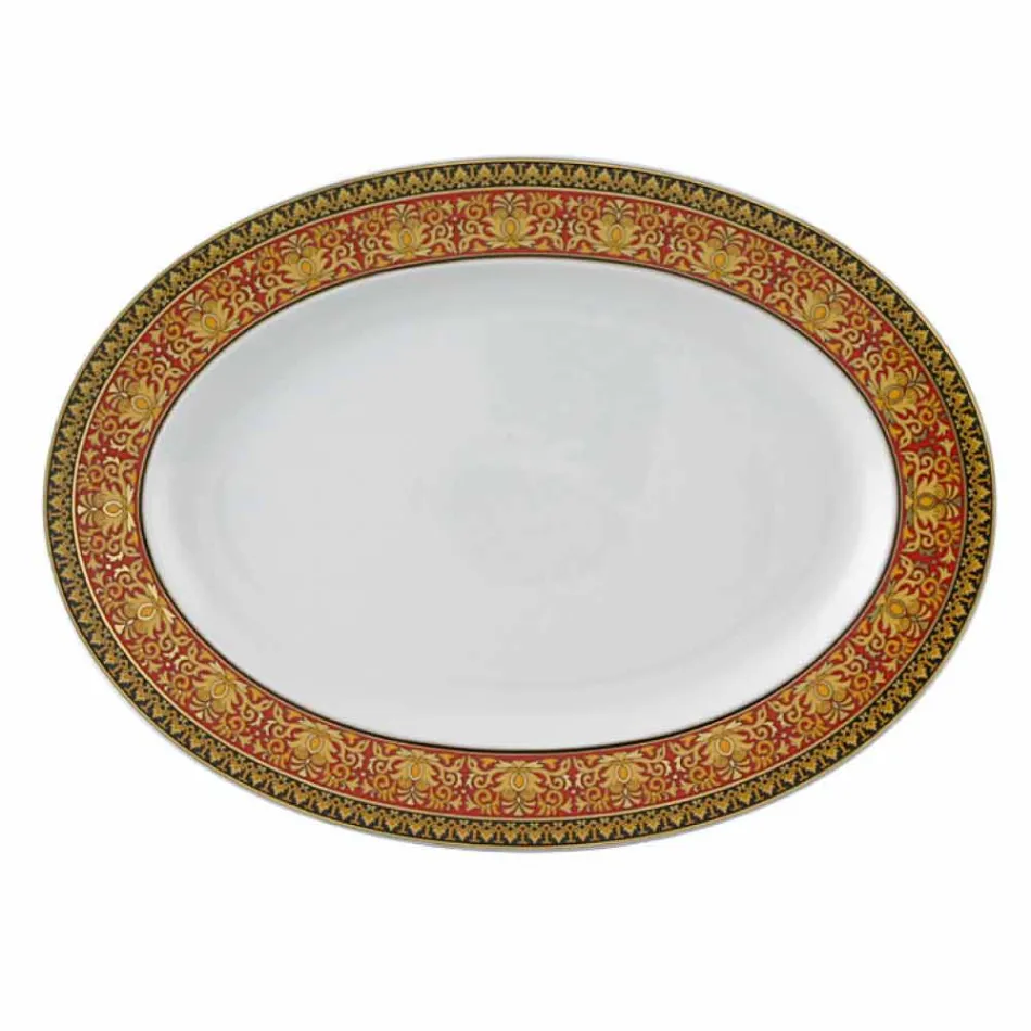 Rosenthal Versace Red Medusa Placa de design de porcelana oval Viadurini