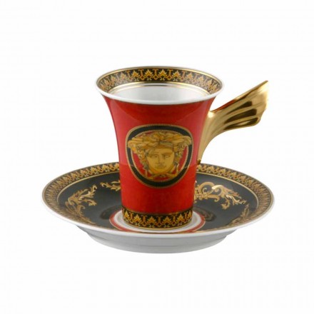 Rosenthal Versace Red Medusa Porcelana design xícara de café Viadurini