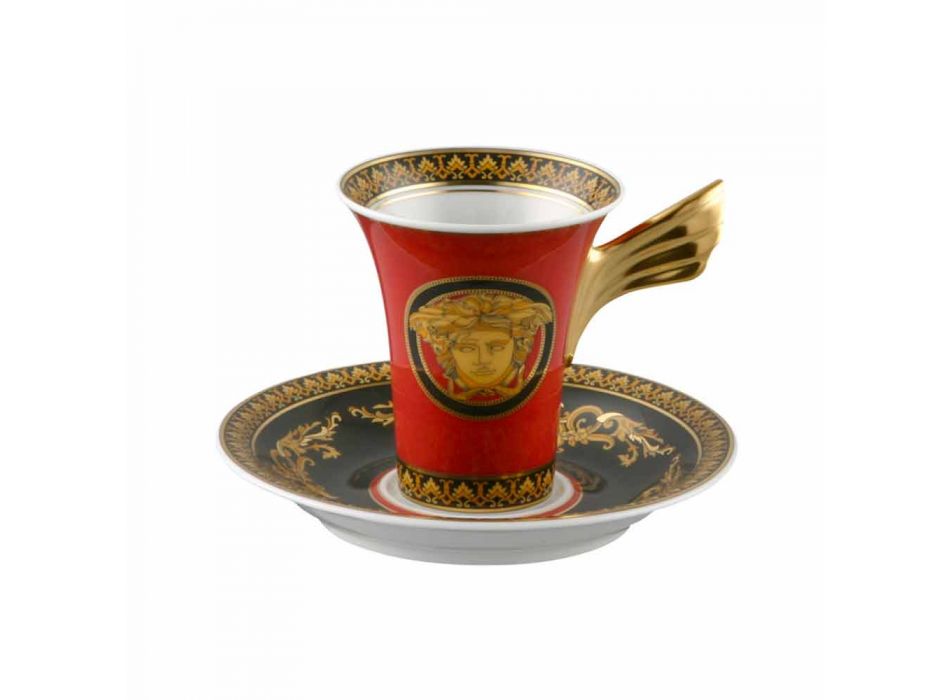 Rosenthal Versace Red Medusa Porcelana design xícara de café Viadurini