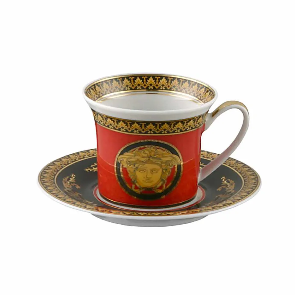 Rosenthal Versace Red Medusa Xícara de café expresso em porcelana design Viadurini