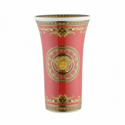 Rosenthal Versace Medusa Rosso Vaso de porcelana de design moderno 26cm Viadurini