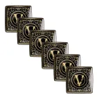 Rosenthal Versace Virtus Gala 6 Tigelas Quadradas Planas 15x15 cm em Porcelana - Barroco Viadurini