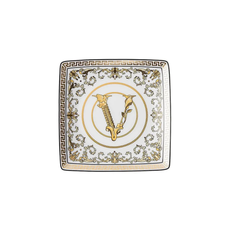Rosenthal Versace Virtus Gala 6 Tigelas Quadradas Planas 15x15 cm em Porcelana - Barroco Viadurini