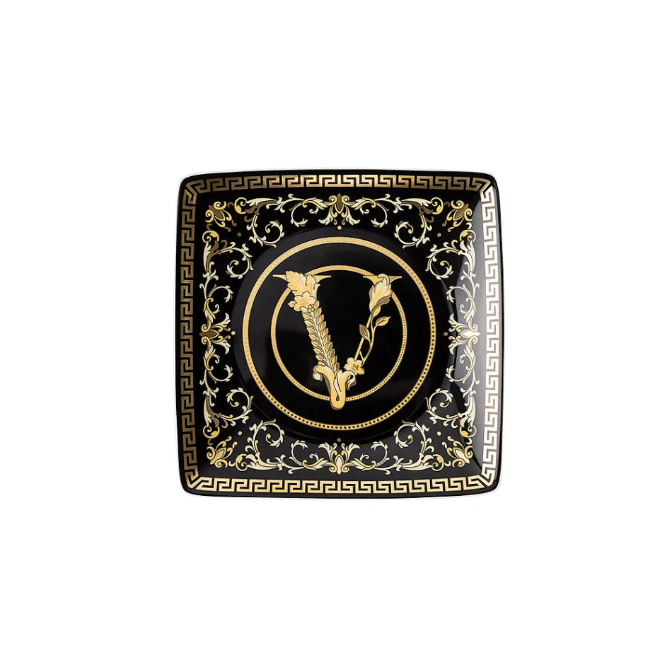 Rosenthal Versace Virtus Gala 6 Tigelas Quadradas Planas 15x15 cm em Porcelana - Barroco Viadurini