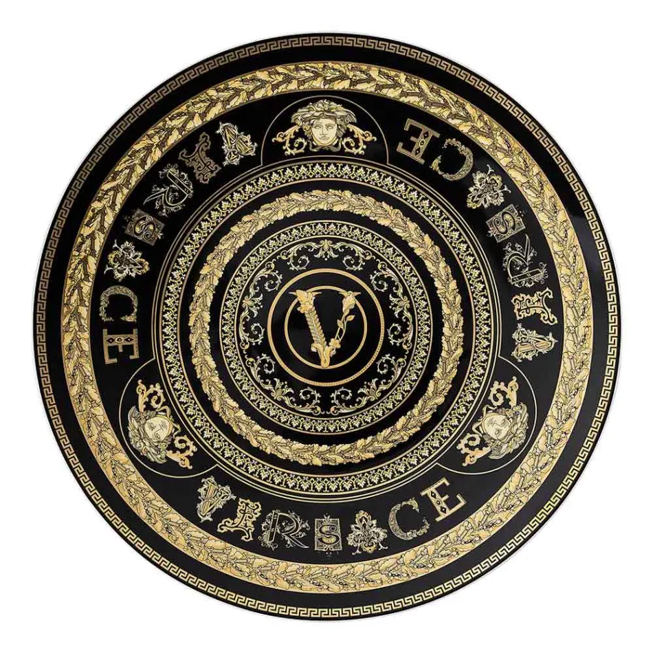 Rosenthal Versace Virtus Gala Placeholder Prato Diâmetro 33 cm em Porcelana - Barroco Viadurini