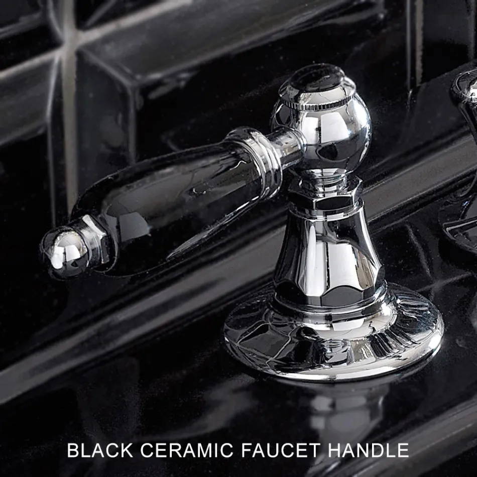 Torneira para bidê clássica com 3 furos e alavancas de latão fabricada na Itália - Noriana Viadurini