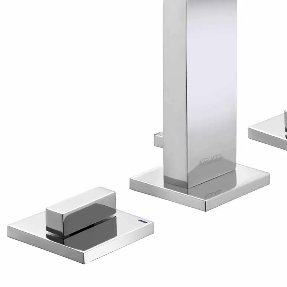 Misturador para pia de banheiro de design moderno com 3 furos de metal - Etto Viadurini