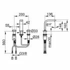 Misturador para pia de banheiro de design moderno com 3 furos de metal - Etto Viadurini