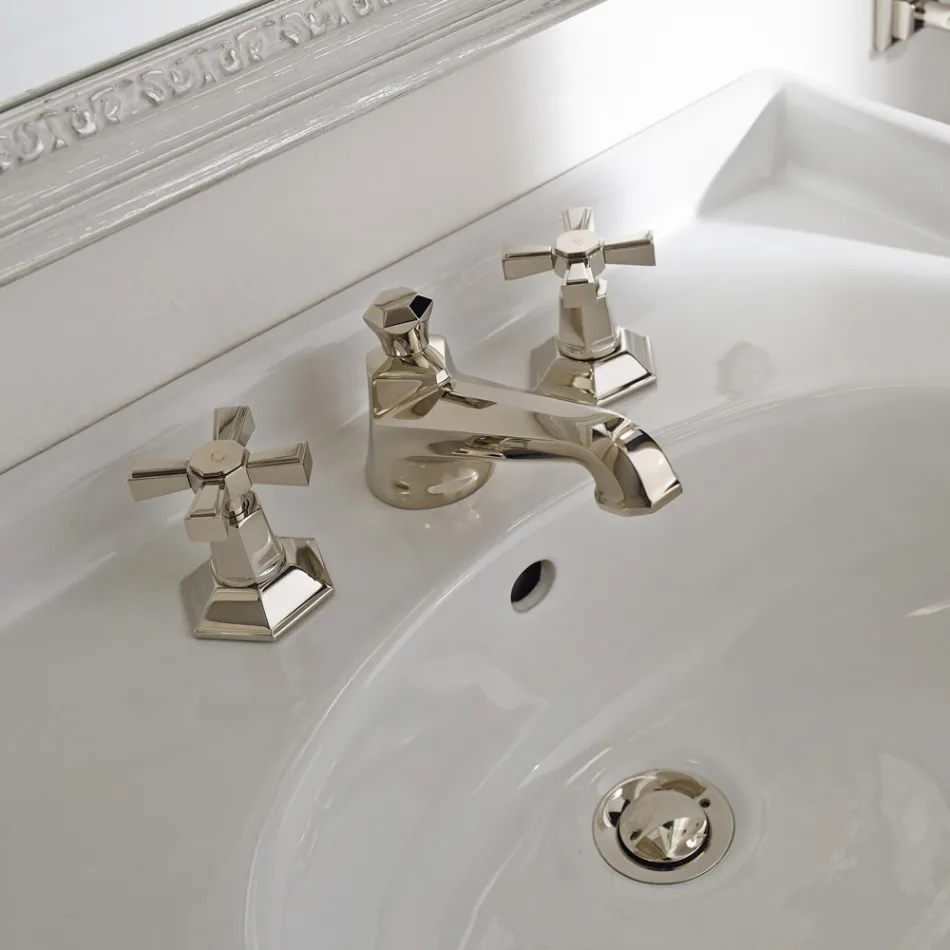 Torneira para lavatório de bancada VIntage Design em latão fabricada na Itália - Silvana Viadurini