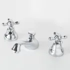 Torneira para pia de banheiro com 3 furos em latão com ralo estilo clássico - Ercolina Viadurini