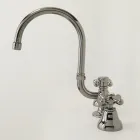 Torneira para pia de banheiro com 3 furos em latão com bica alta e ralo - Ercolina Viadurini