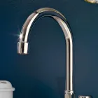 Torneira para pia de banheiro com 3 furos em latão com bica alta e ralo - Ercolina Viadurini