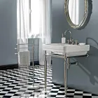 Torneira para pia de banheiro com 3 furos em latão com bica alta e ralo - Ercolina Viadurini