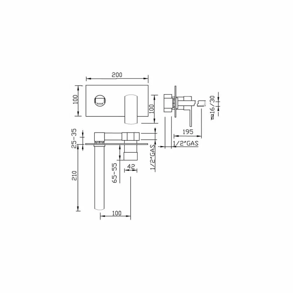 Torneira misturadora de parede design, placa única feita na Itália - Sika Viadurini
