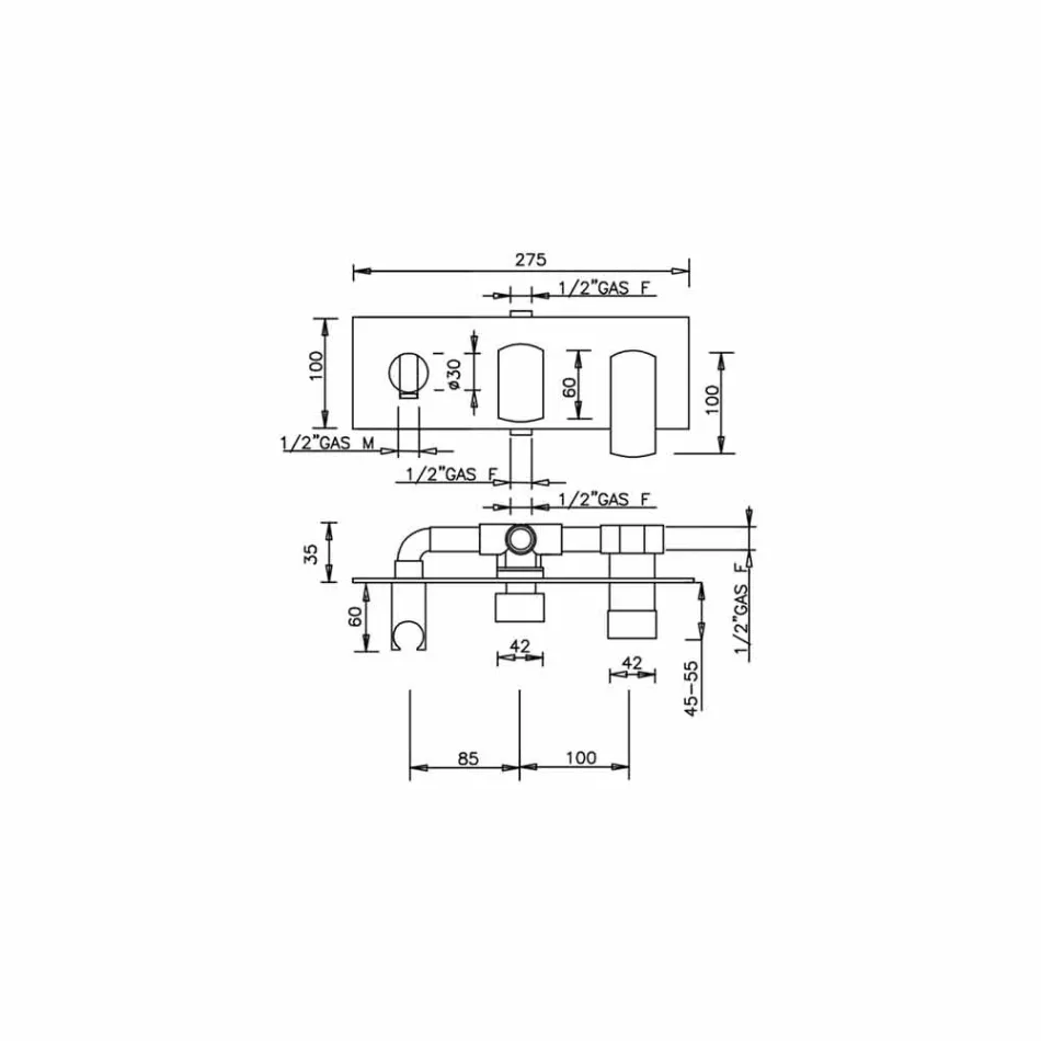 Torneira misturadora de chuveiro design com desviador de 3 vias Made in Italy - Sika Viadurini