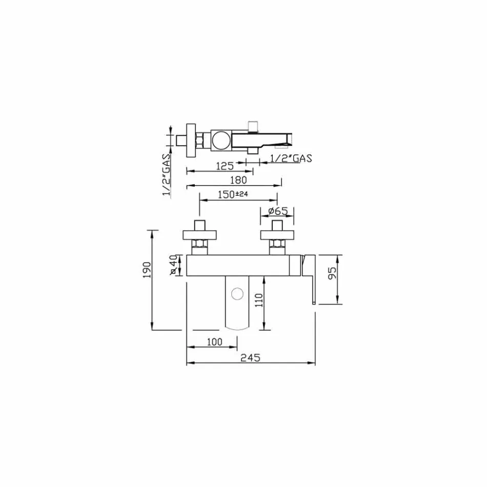 Torneira Misturadora Externa para Banheira Made in Italy Latão - Sika Viadurini
