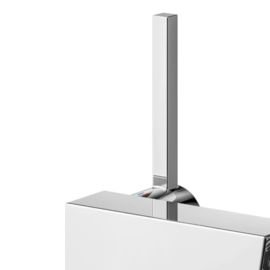 Torneira misturadora de alavanca única para bidê com dreno quadrado - Erik Viadurini